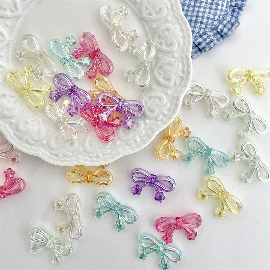 Acrylic transparent AB color-coated meteor tail bow vertical hole beaded DIY mobile phone rope keychain pen string accessories Application Scenario