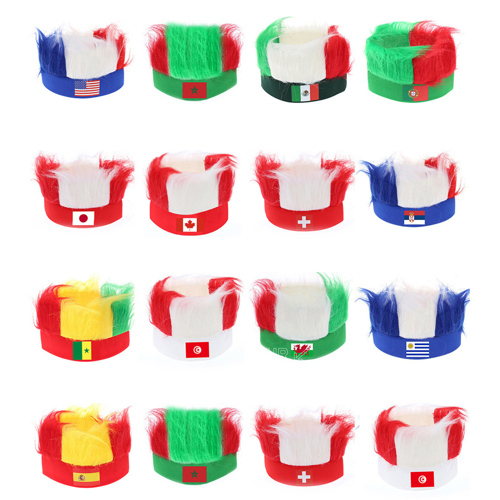 Chuangdong Flag 2026 World Cup fan wigs, flag headgear, and custom-made headwear for American fans Specification image