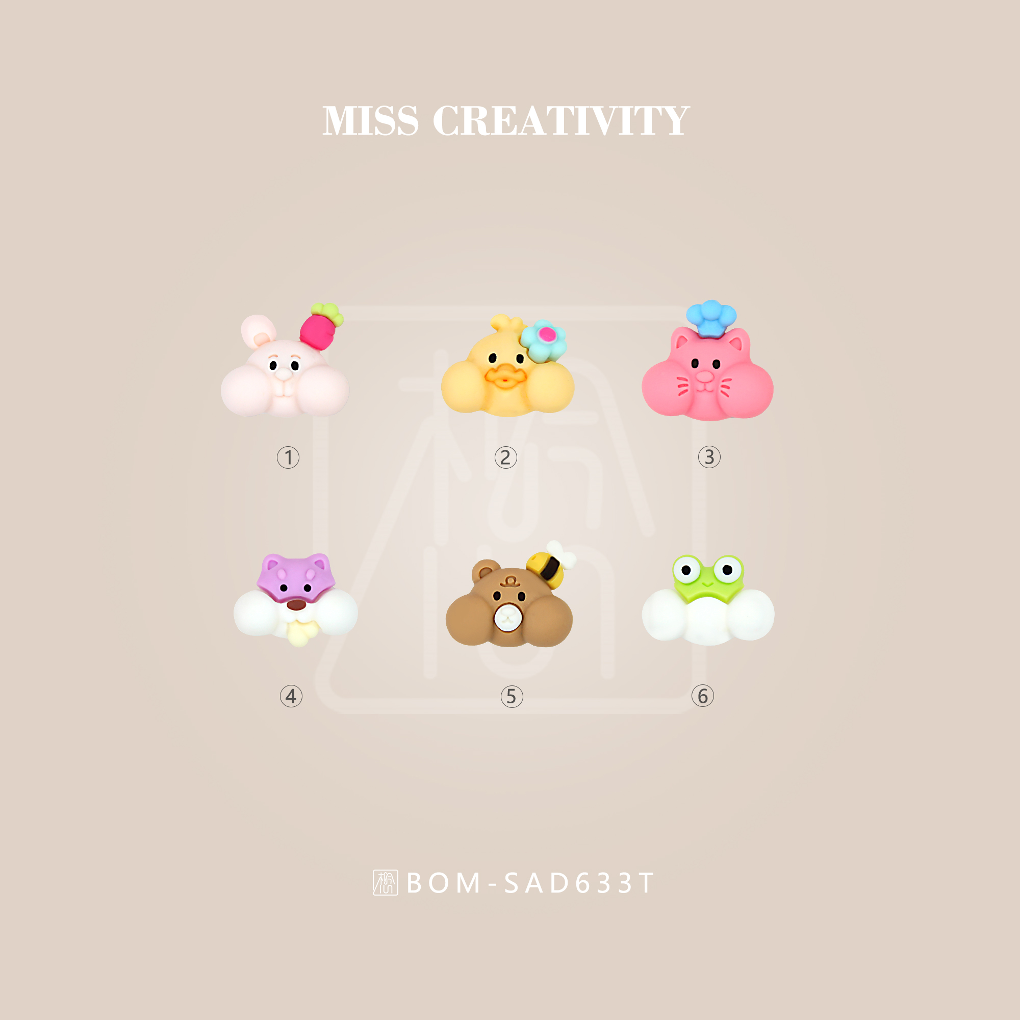 想念创意DIY可爱动物系列厂家直销儿童发饰头饰戒指等饰品配件批发SAD633