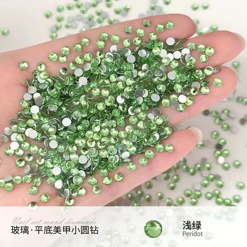 Sparkling King Fan with Diamond SS4 AB Bare Diamond Transparent Round Diamond Flat Diamond Aurora Iridescent Glass Nail Diamond Decoration Nail Sticker detail image 8