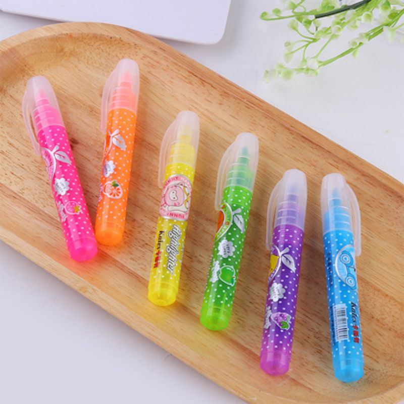 韩式文具 学生 专用彩色重点记号笔 儿童涂鸦绘画笔荧光笔6色 批发