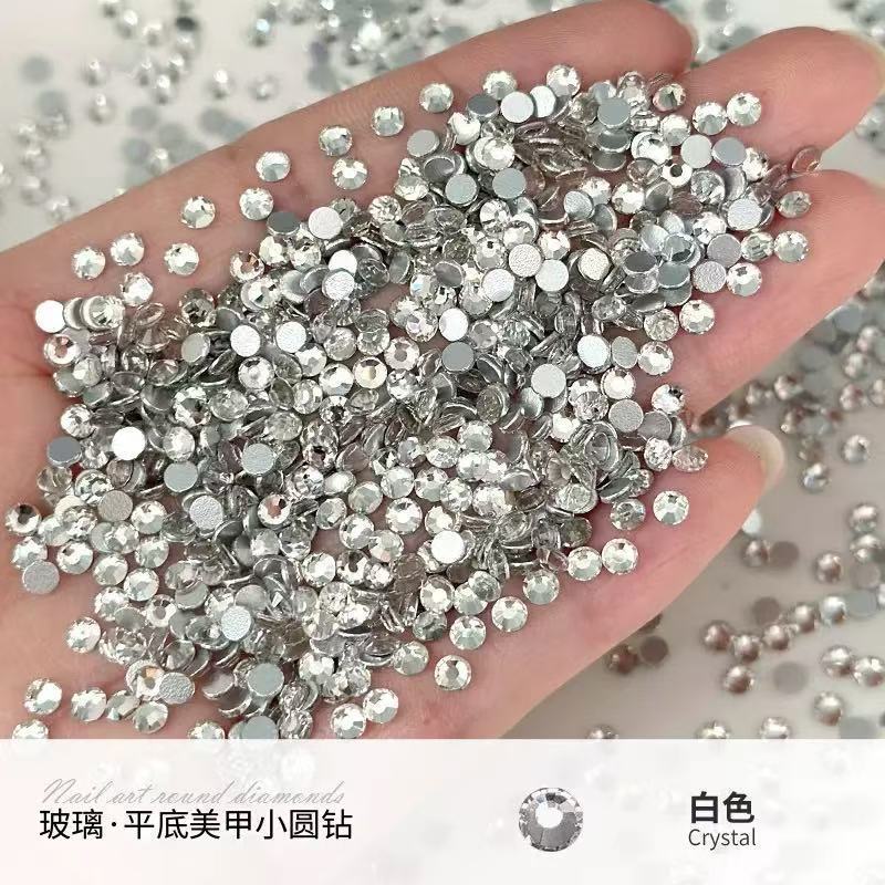 Sparkling King Fan with Diamond SS4 AB Bare Diamond Transparent Round Diamond Flat Diamond Aurora Iridescent Glass Nail Diamond Decoration Nail Sticker detail image 3