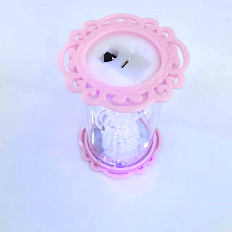 直筒8.5*6.5cm玻璃带灯摆件 金贝达瓷器水晶 7860-3320 拉丝玻璃工艺品摆件细节图