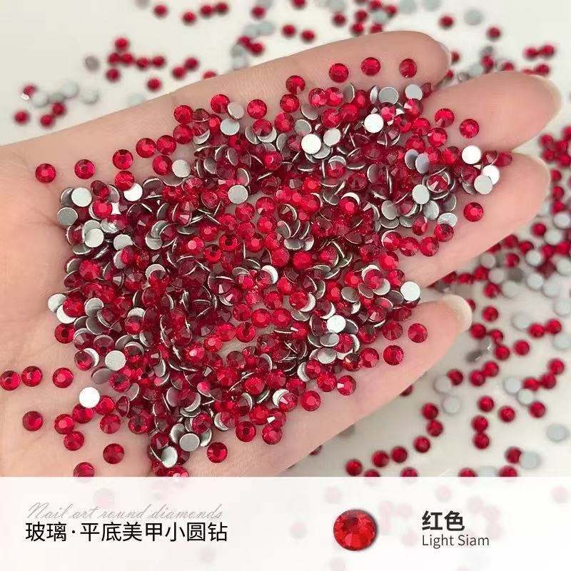 Sparkling King Fan with Diamond SS4 AB Bare Diamond Transparent Round Diamond Flat Diamond Aurora Iridescent Glass Nail Diamond Decoration Nail Sticker Application Scenario