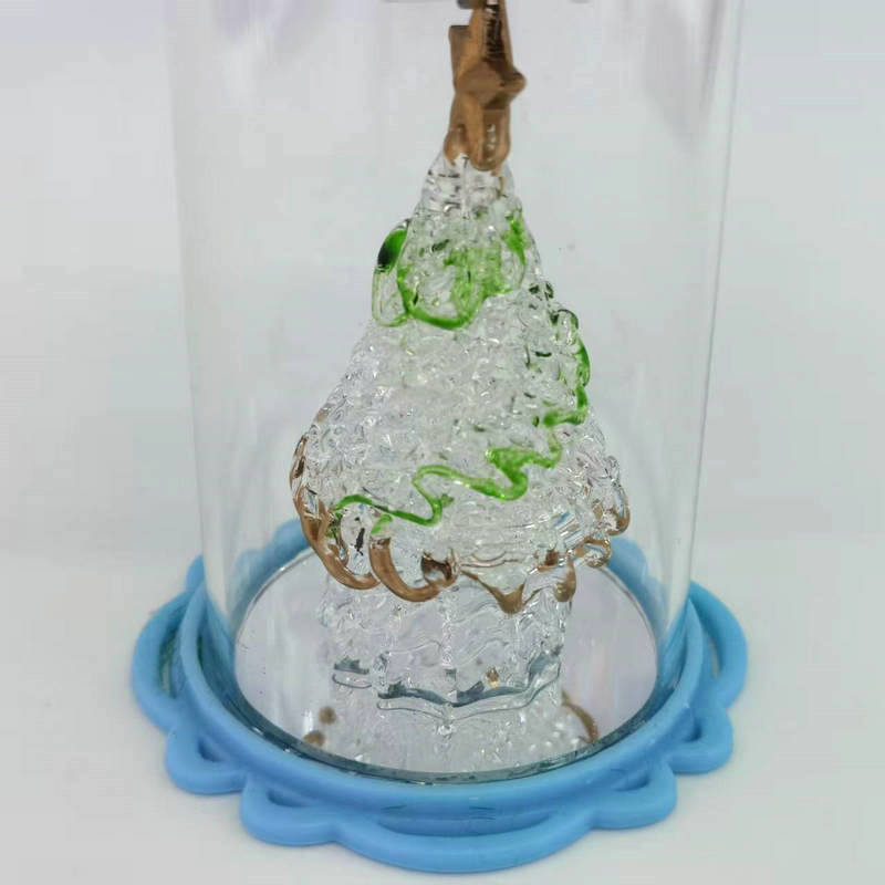 直筒8.5*6.5cm玻璃带灯摆件 金贝达瓷器水晶 7860-3318 拉丝玻璃工艺品摆件产品图