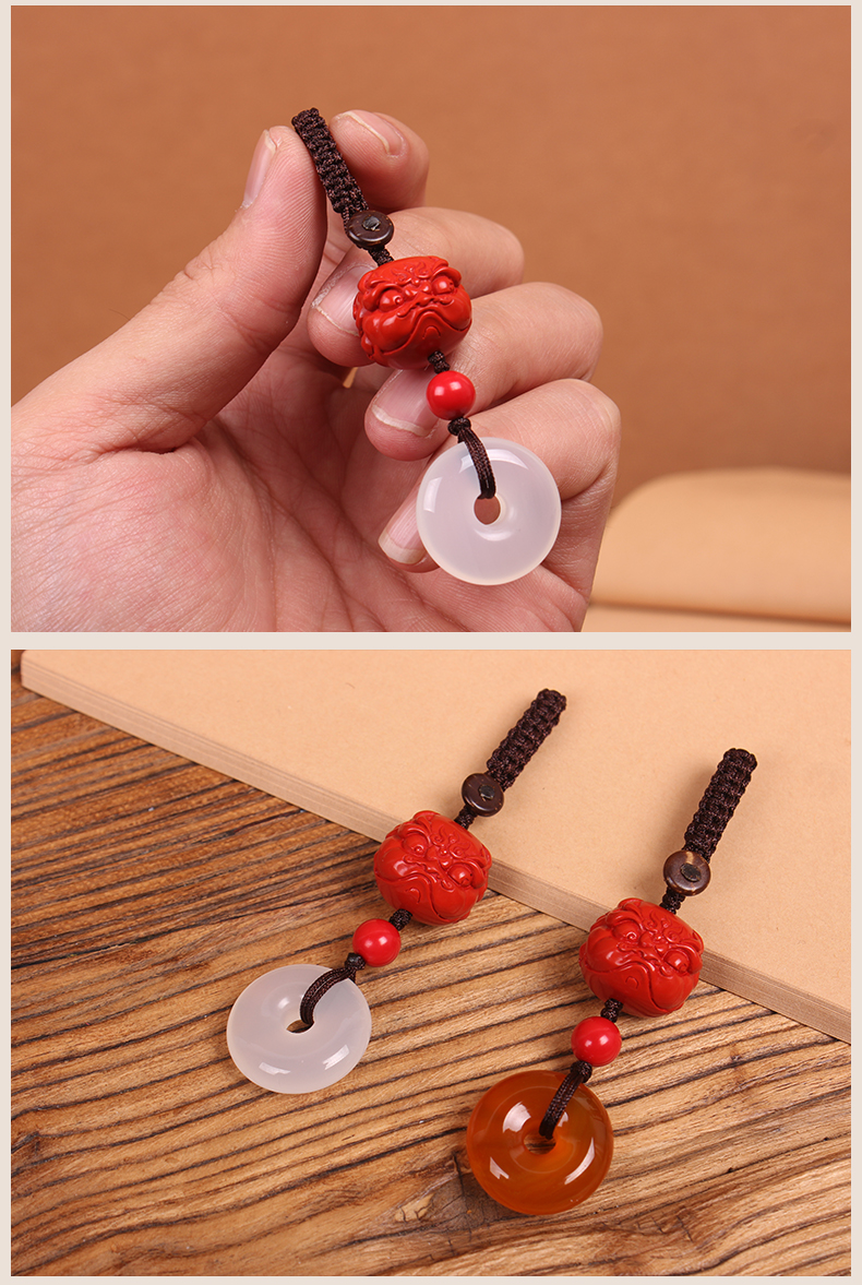 手工编织中国结朱砂貔貅平安扣路路通车钥匙扣挂件挂饰品汽车用品详情9
