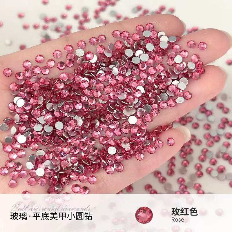 Sparkling King Fan with Diamond SS4 AB Bare Diamond Transparent Round Diamond Flat Diamond Aurora Iridescent Glass Nail Diamond Decoration Nail Sticker detail image 6