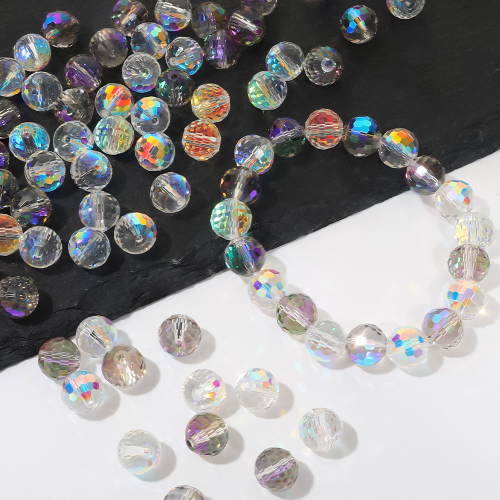 diy beading accessory materials, glass bead jewelry accessories, best-selling 96-sided ball beads, Aurora AB crystal beads, beading details Picture