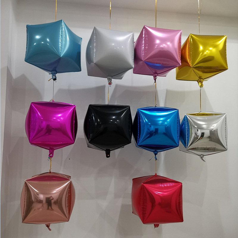 跨境24寸22寸六面立方体4D气球圣诞礼物盒主题派对装饰铝膜气球1