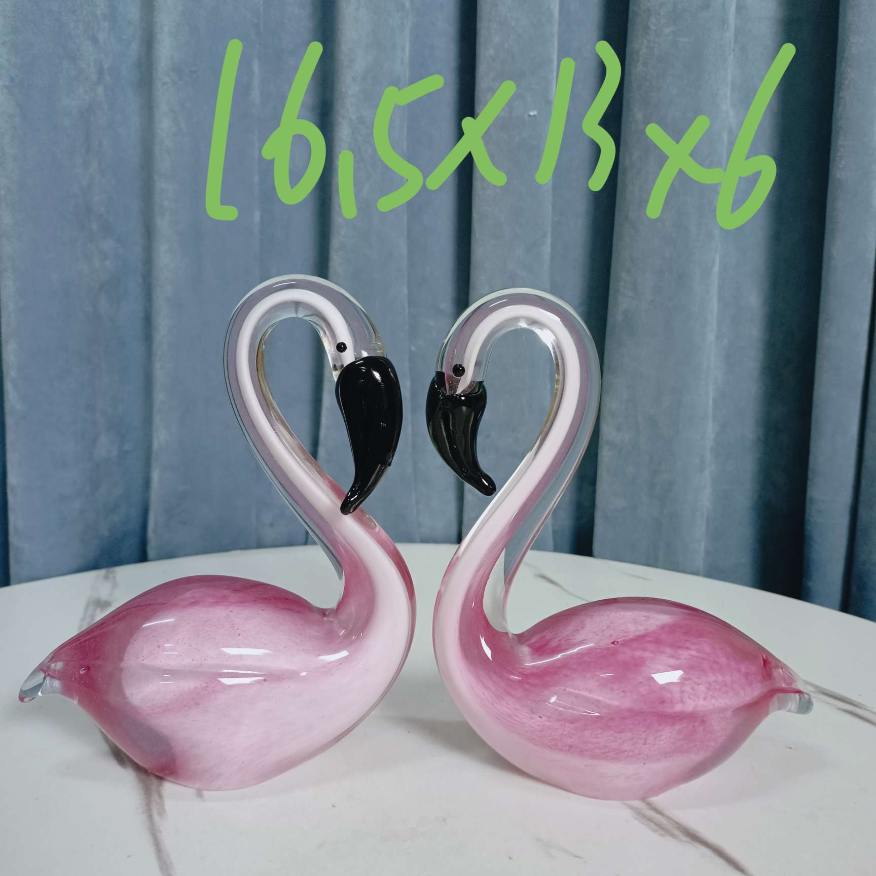 琉璃火烈鸟摆件琉璃工艺品家居装饰品创意礼品出口意大利纯手工制作艺术品收藏白底实物图