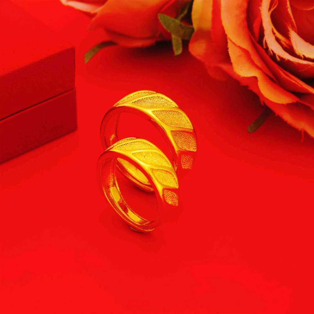 厂家直供越南沙金菠萝花情侣戒指仿黄金久不掉色磨砂指环详情图4