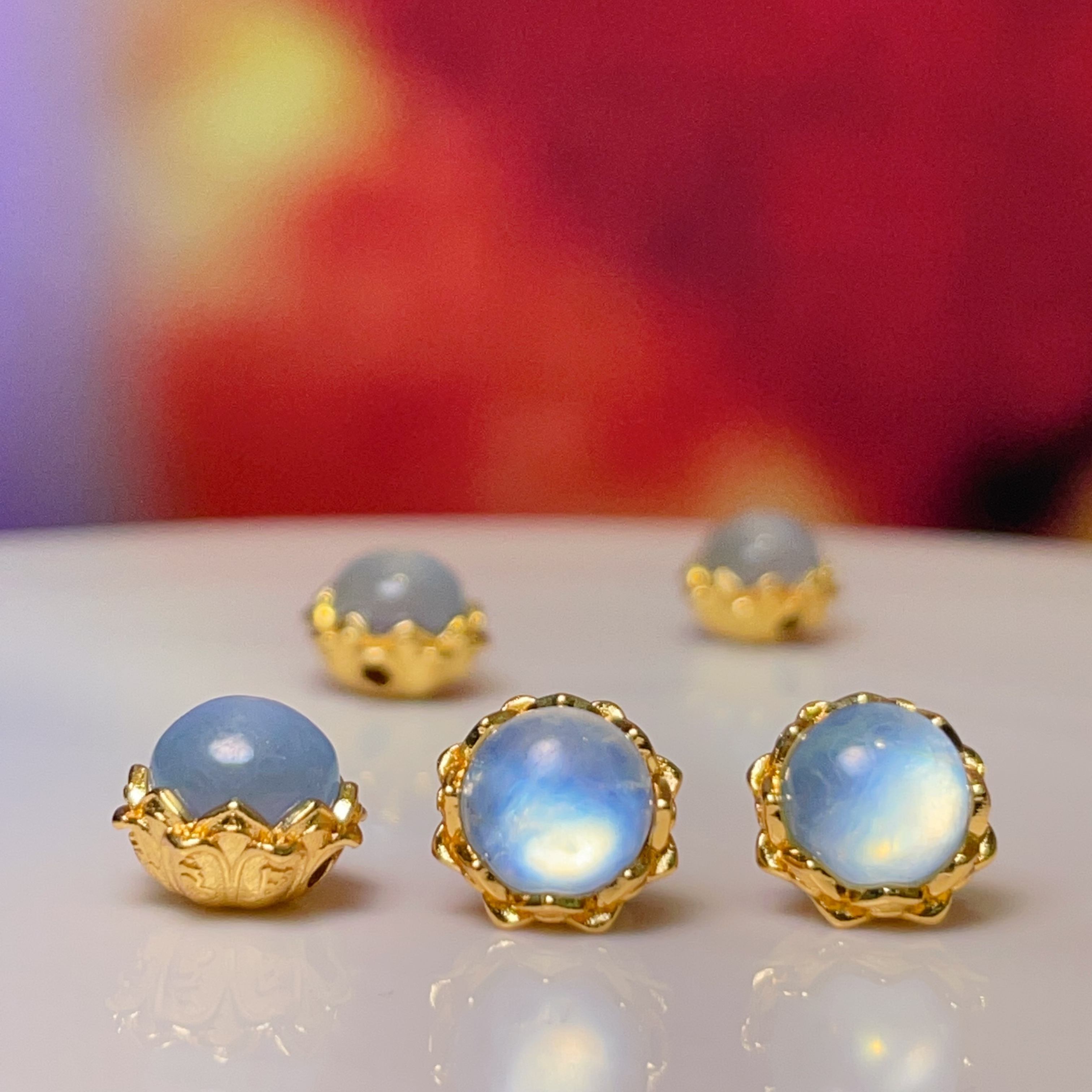 Natural aquamarine six-character maxim diy jewelry accessories Crystal accessories Traditional sand gold accessories copper-plated real gold high color retention pic 1