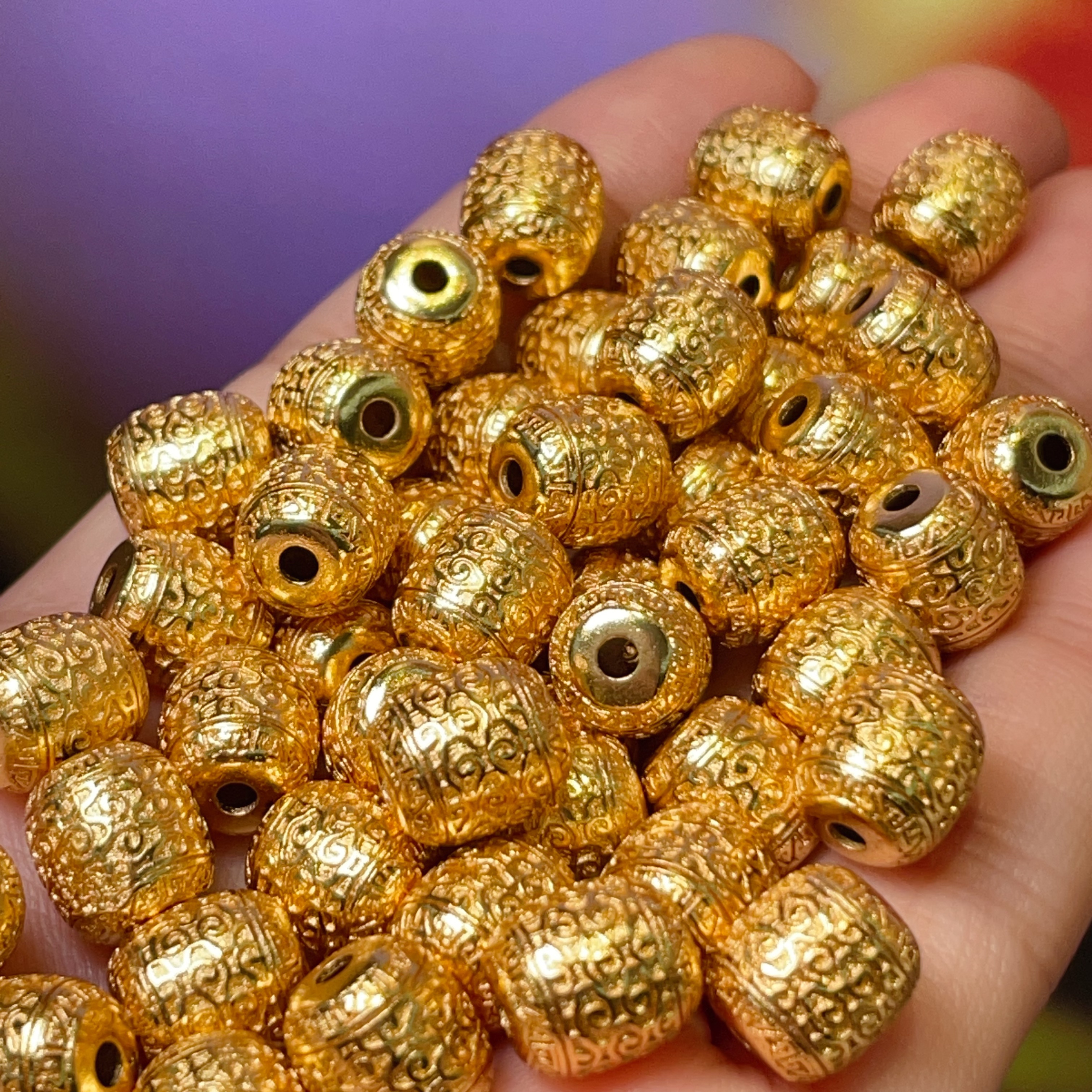 Ancient-style Xiangyun bucket bead straight hole diy jewelry accessories, crystal accessories, ancient-style sand gold accessories, copper-plated real gold, high color retention pic 6