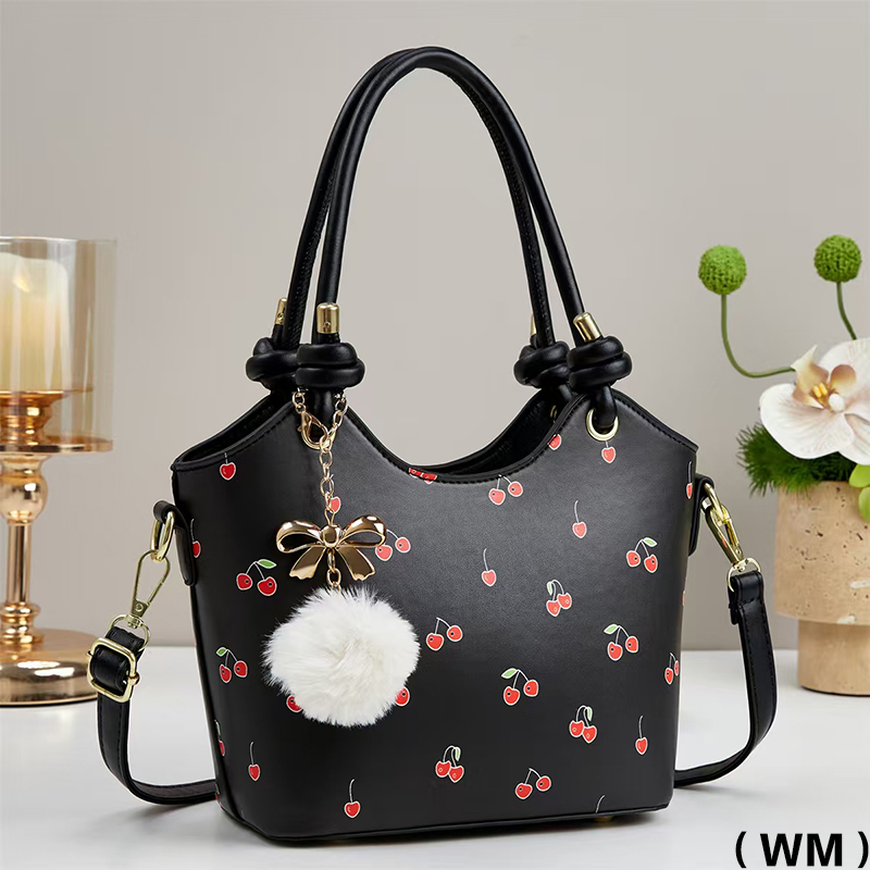 Meifang Bags and Yiding Bag Industry's new women's bag printed with cherry hand-held shoulder