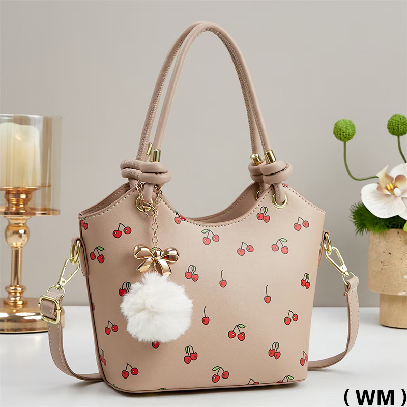 Meifang Bags and Yiding Bag Industry's new women's bag printed with cherry hand-held shoulder Specification image