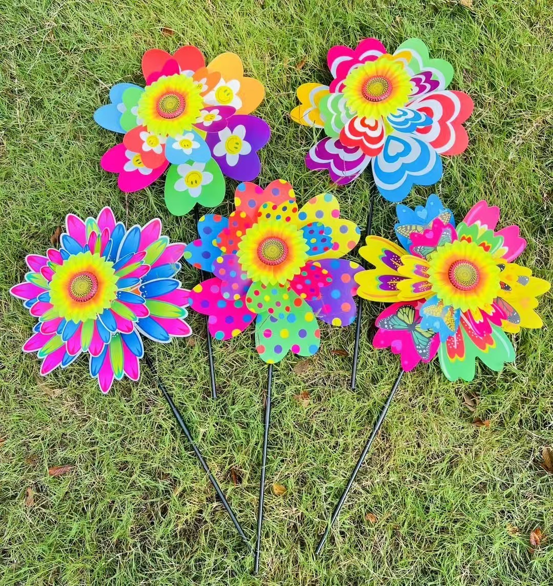 双层波点花朵风车双佳玩具风车超声波风车