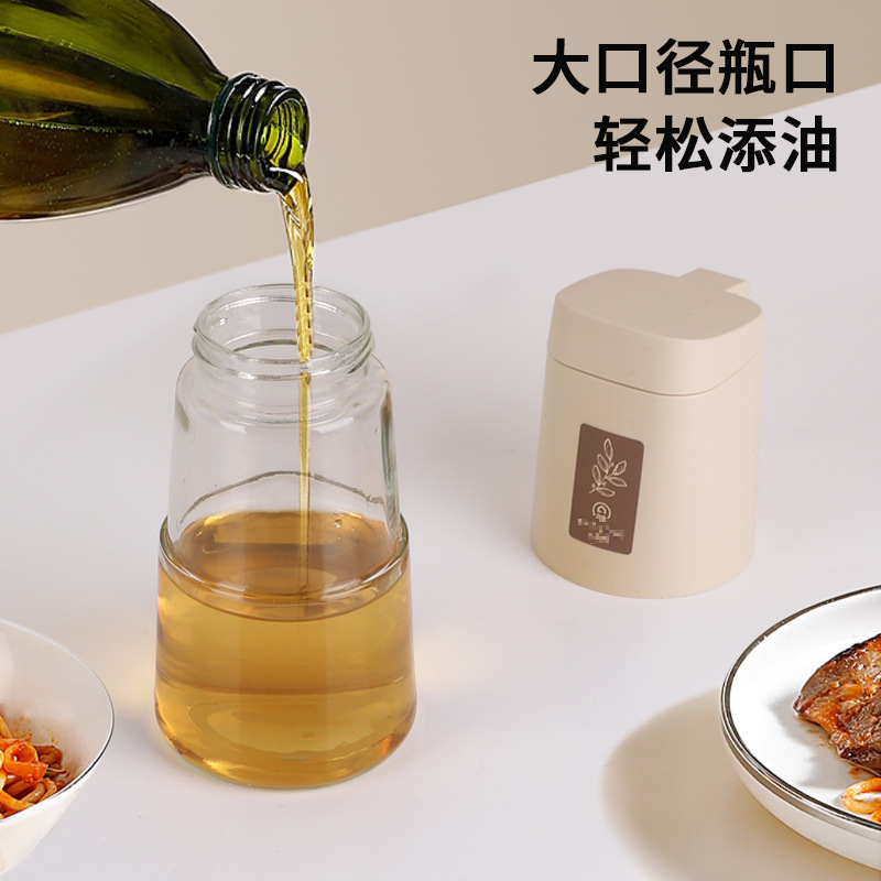 X111-3827 Plastic light luxury glass oil pot 550ML round glass oil pot seasoning bottle can kitchen glass bottle glass oil pot detail image 2