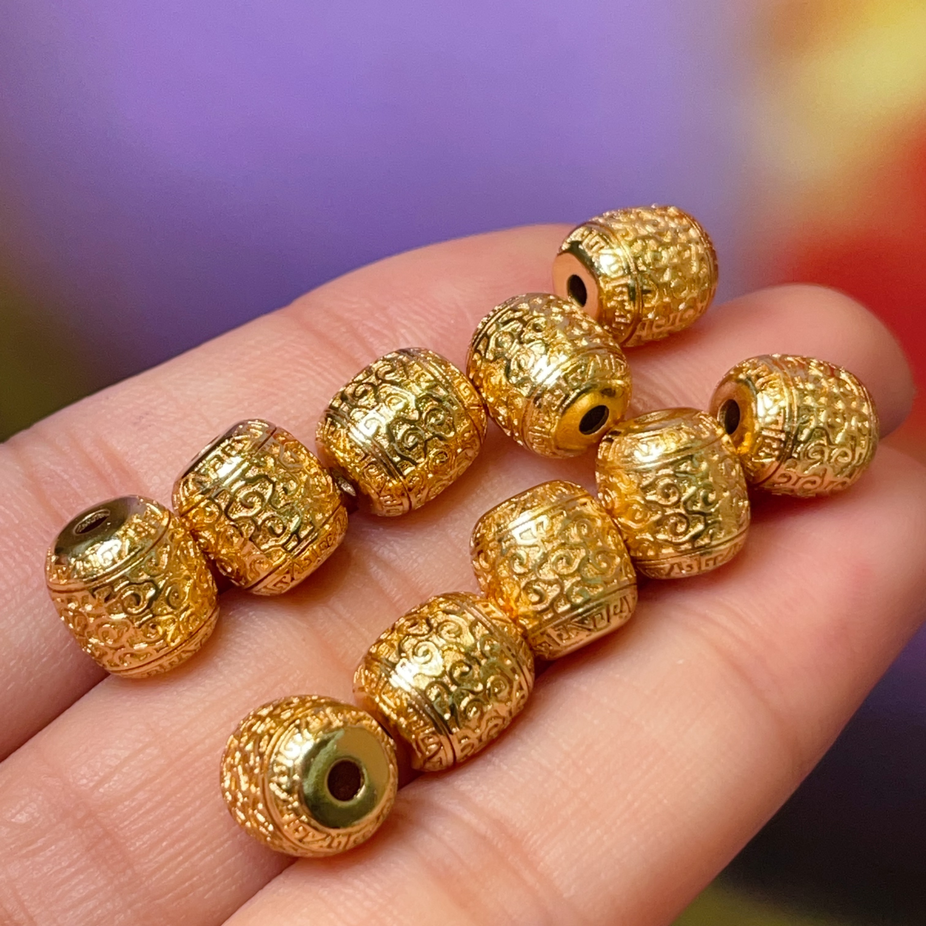 Ancient-style Xiangyun bucket bead straight hole diy jewelry accessories, crystal accessories, ancient-style sand gold accessories, copper-plated real gold, high color retention pic 5