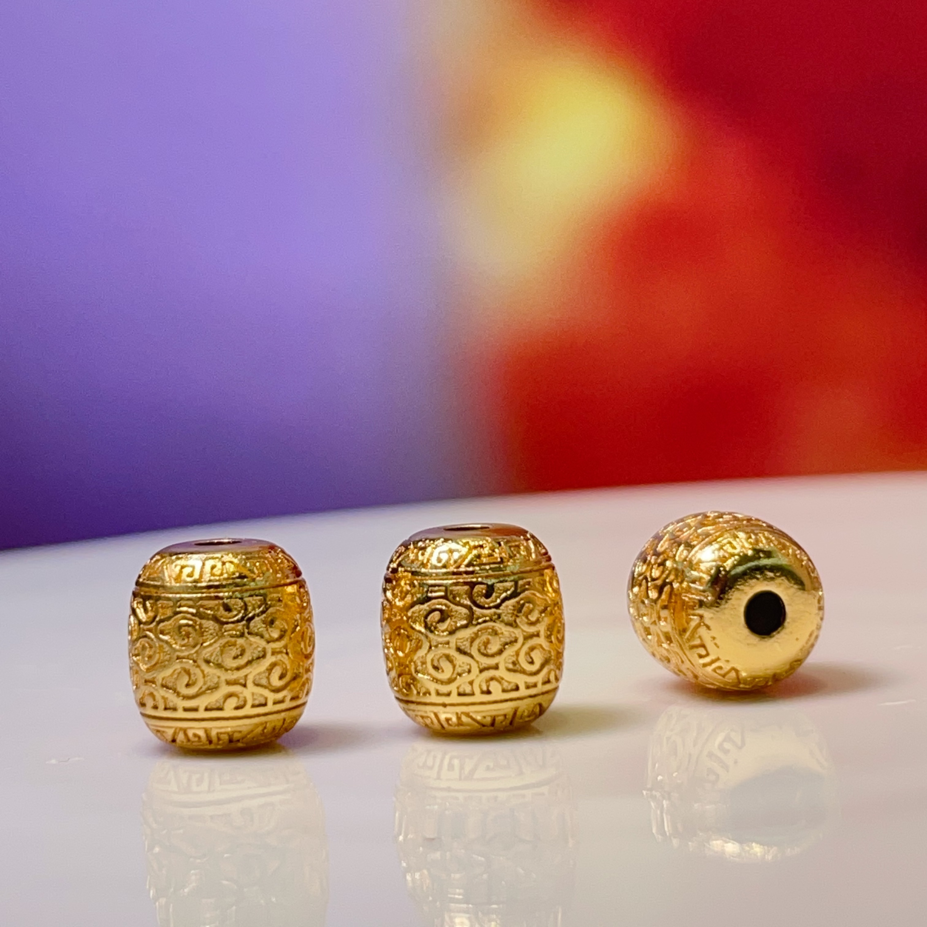 Ancient-style Xiangyun bucket bead straight hole diy jewelry accessories, crystal accessories, ancient-style sand gold accessories, copper-plated real gold, high color retention pic 1
