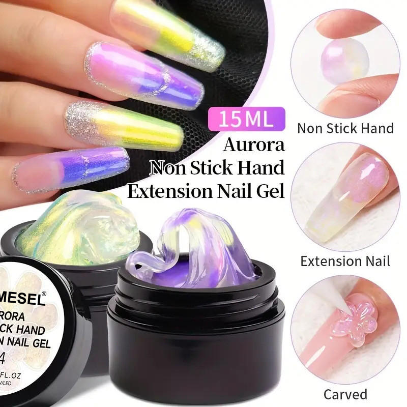 New non-sticky nail art Aurora Extension glue, Pinching glue, can be carved and shaped, phototherapy nail art glue wholesale pic 1