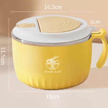 P28-W-9001 304 stainless steel instant noodle bowl with lid lunch box, water-draining bento box detail image 2