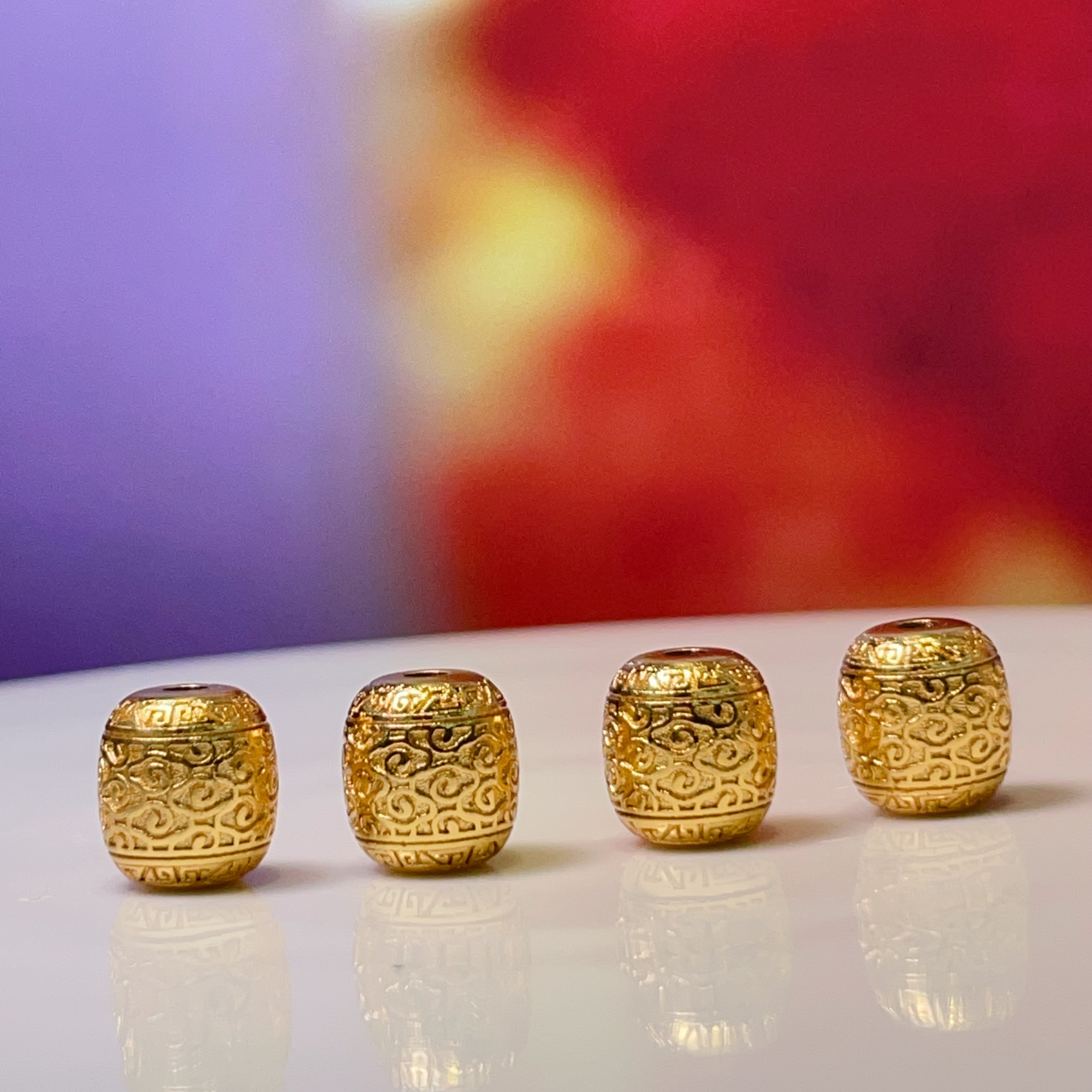 Ancient-style Xiangyun bucket bead straight hole diy jewelry accessories, crystal accessories, ancient-style sand gold accessories, copper-plated real gold, high color retention details Picture