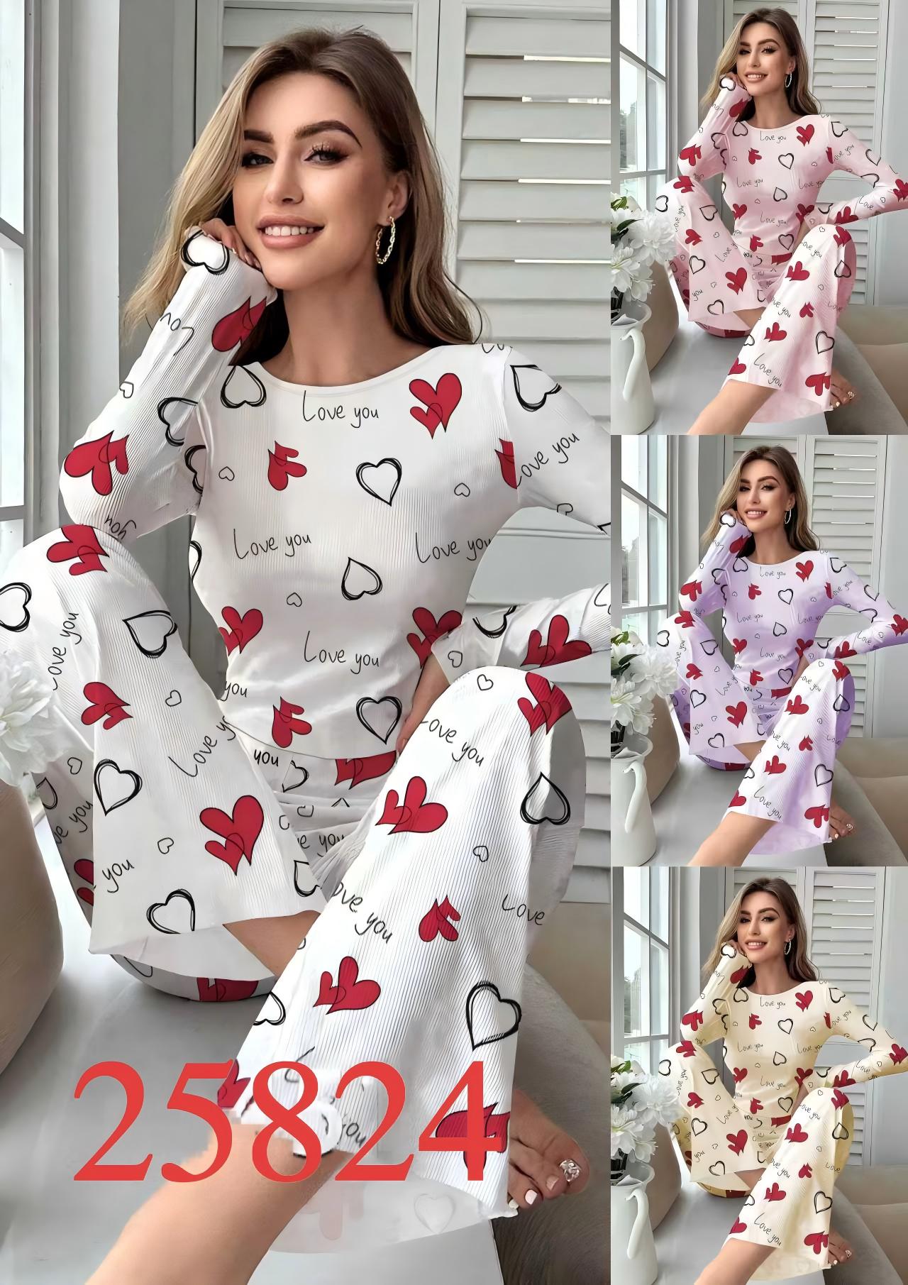 女士家居服睡衣女三件套性感法兰绒儿童睡衣套装舒适休闲家居服装25824