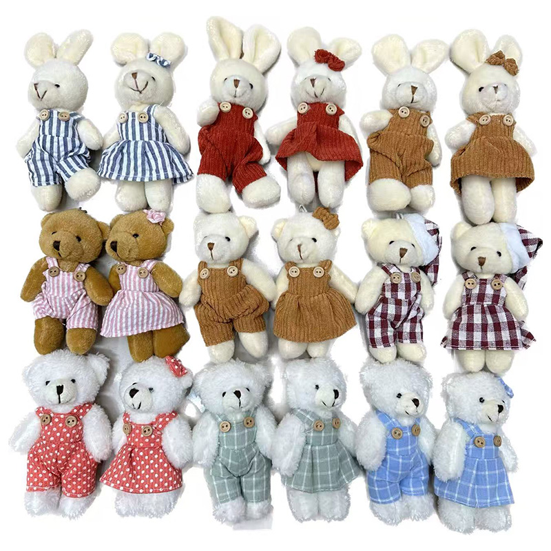 Plush toys, clothes, Hong Kong bear, checkered bear, creative dolls, cartoon accessories, plush figurines, keychains, cloth dolls, cute decorations, gifts, claw machine factory direct sales Item Picture