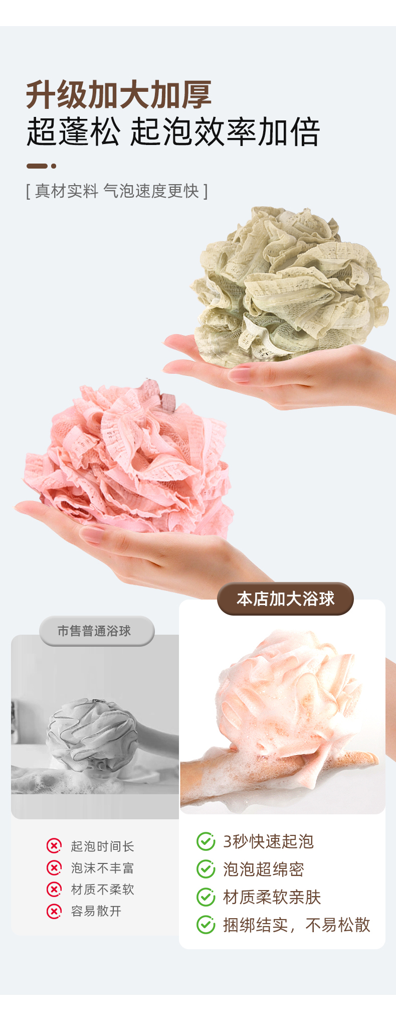 【 Qingzhi 】 80g dual-color solid bath flower foaming skin cleansing new bath ball, Super large bath flower foaming ball 315 pic 4
