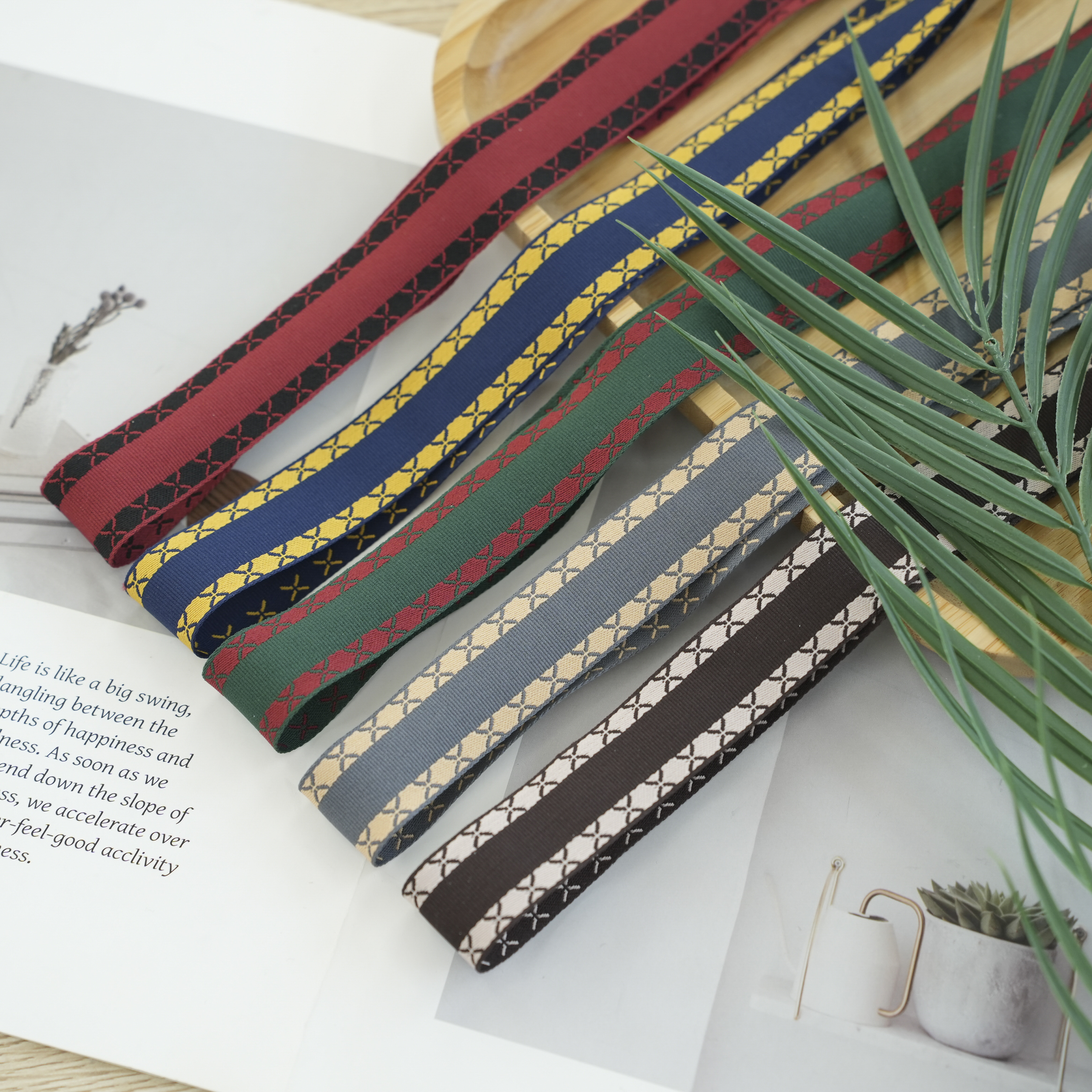 多色提花人字织带手工DIY装饰服装包包配件宽幅织带工艺品材料