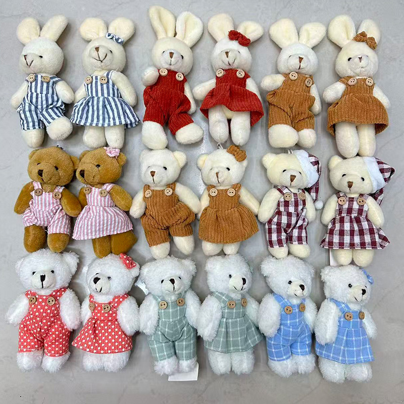 Plush toys, clothes, Hong Kong bear, checkered bear, creative dolls, cartoon accessories, plush figurines, keychains, cloth dolls, cute decorations, gifts, claw machine factory direct sales details Picture