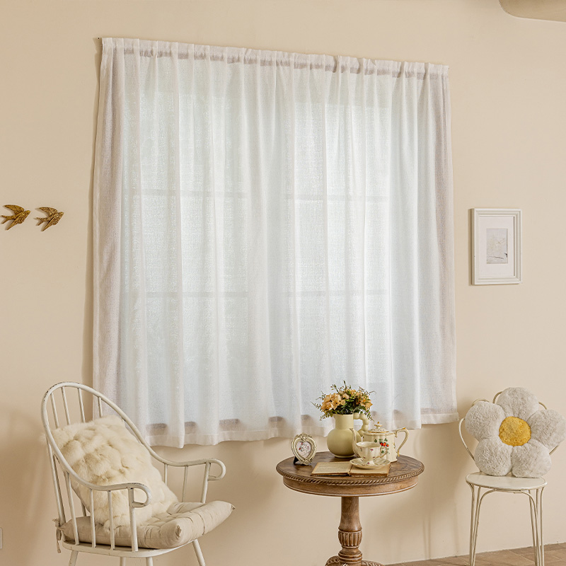 Velcro curtains, self-adhesive gauze curtains, bedroom bay window, white gauze that allows light to pass through but not people, one piece of polyester material Application Scenario