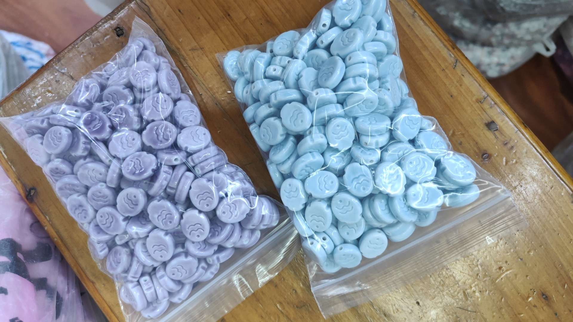 陶瓷饼干鱼 多色 清新 竖孔陶瓷珠子散珠配件