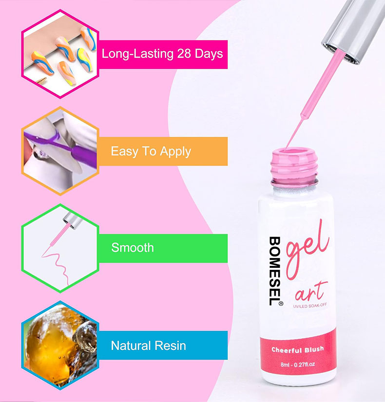 Cross-border nail art metal string glue, high-density outlining and painting glue, twelve-color phototherapy glue, nail polish glue, environmentally friendly and long-lasting pic 7