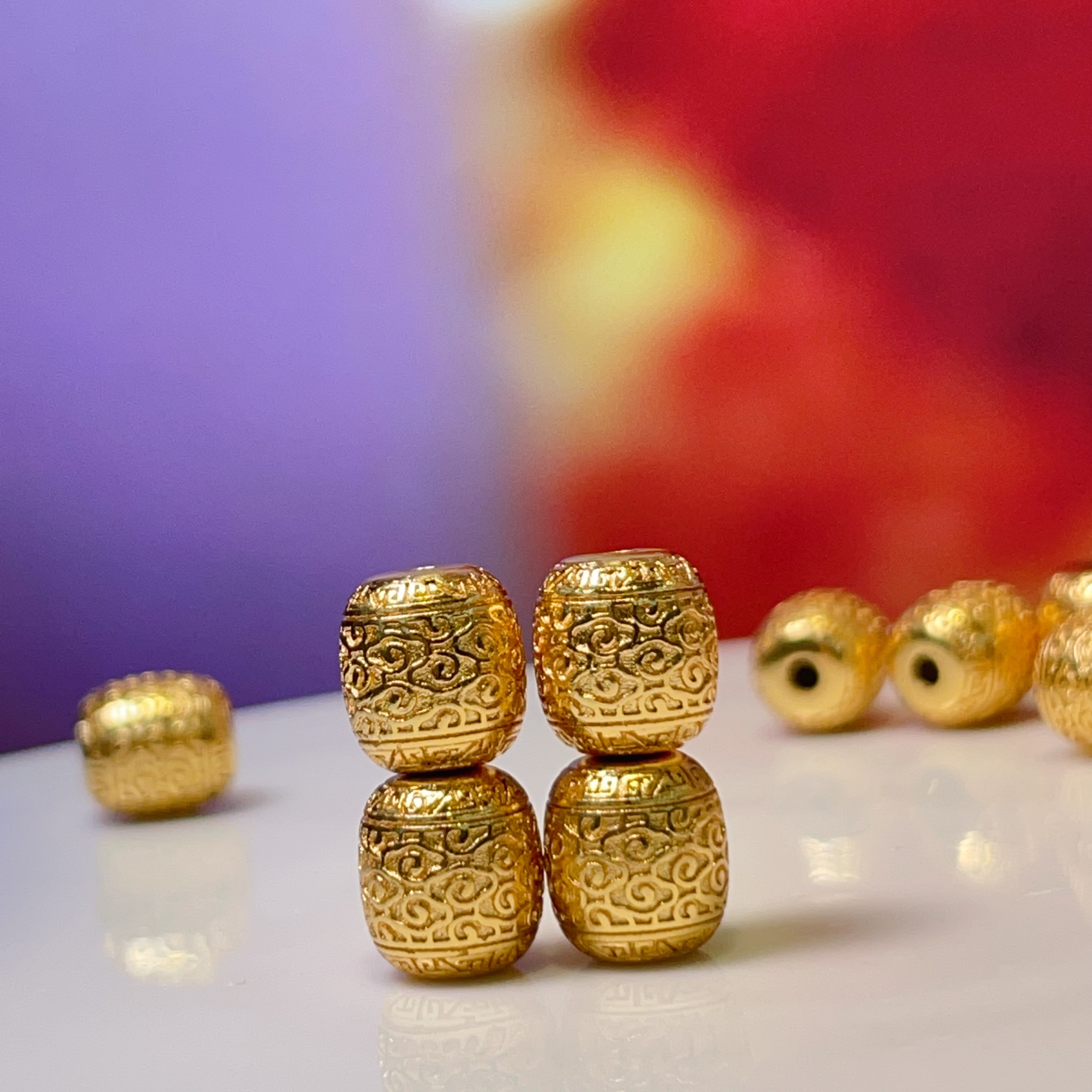 Ancient-style Xiangyun bucket bead straight hole diy jewelry accessories, crystal accessories, ancient-style sand gold accessories, copper-plated real gold, high color retention pic 4