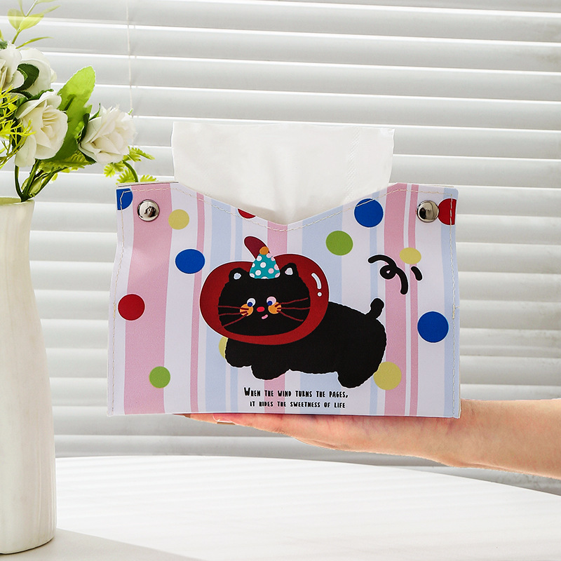 新款可爱卡通纸巾盒家用客厅卧室皮革抽纸盒多功能收纳包产品图