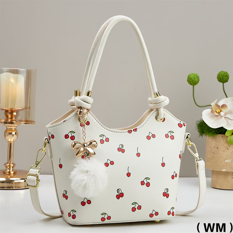 Meifang Bags and Yiding Bag Industry's new women's bag printed with cherry hand-held shoulder Item Picture