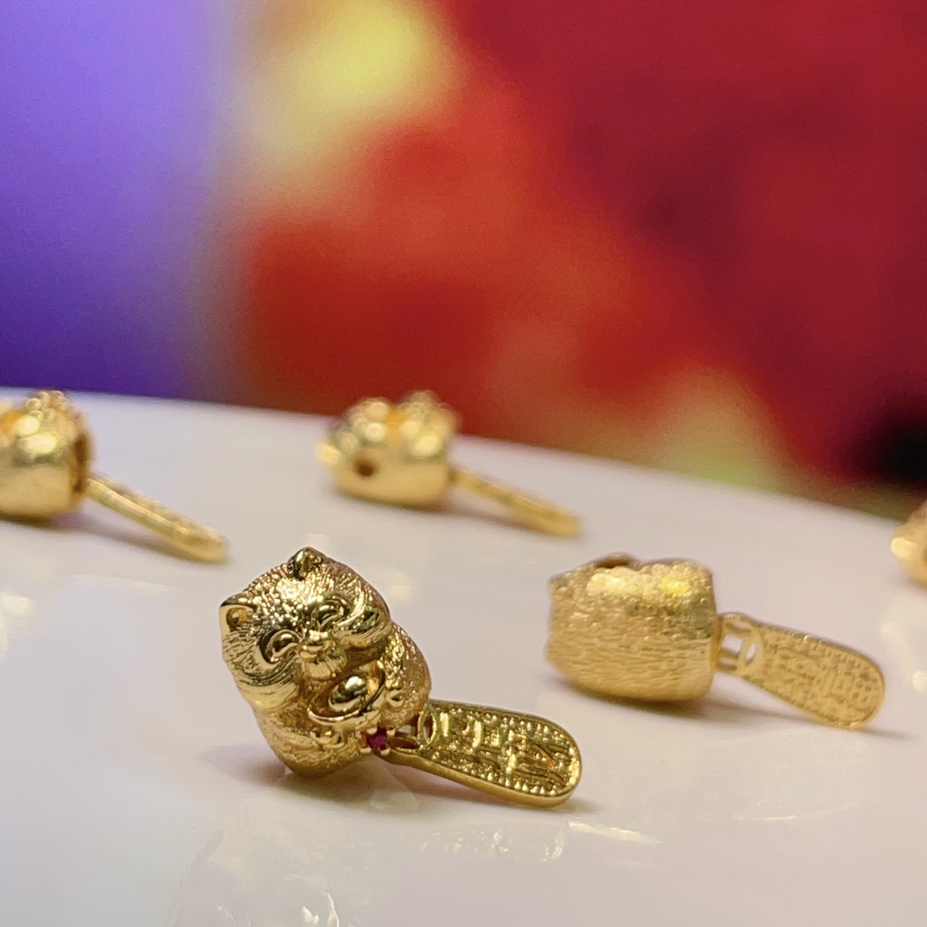 招财纳福猫小滴溜diy饰品配件水晶配件古法沙金配件铜镀真金高保色详情2