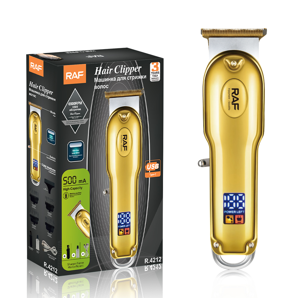 RAF Cross-border Bright Gold electric Hair clipper, multi-functional electric clipper, hair shaving set, electric clipper, USB interface Specification image