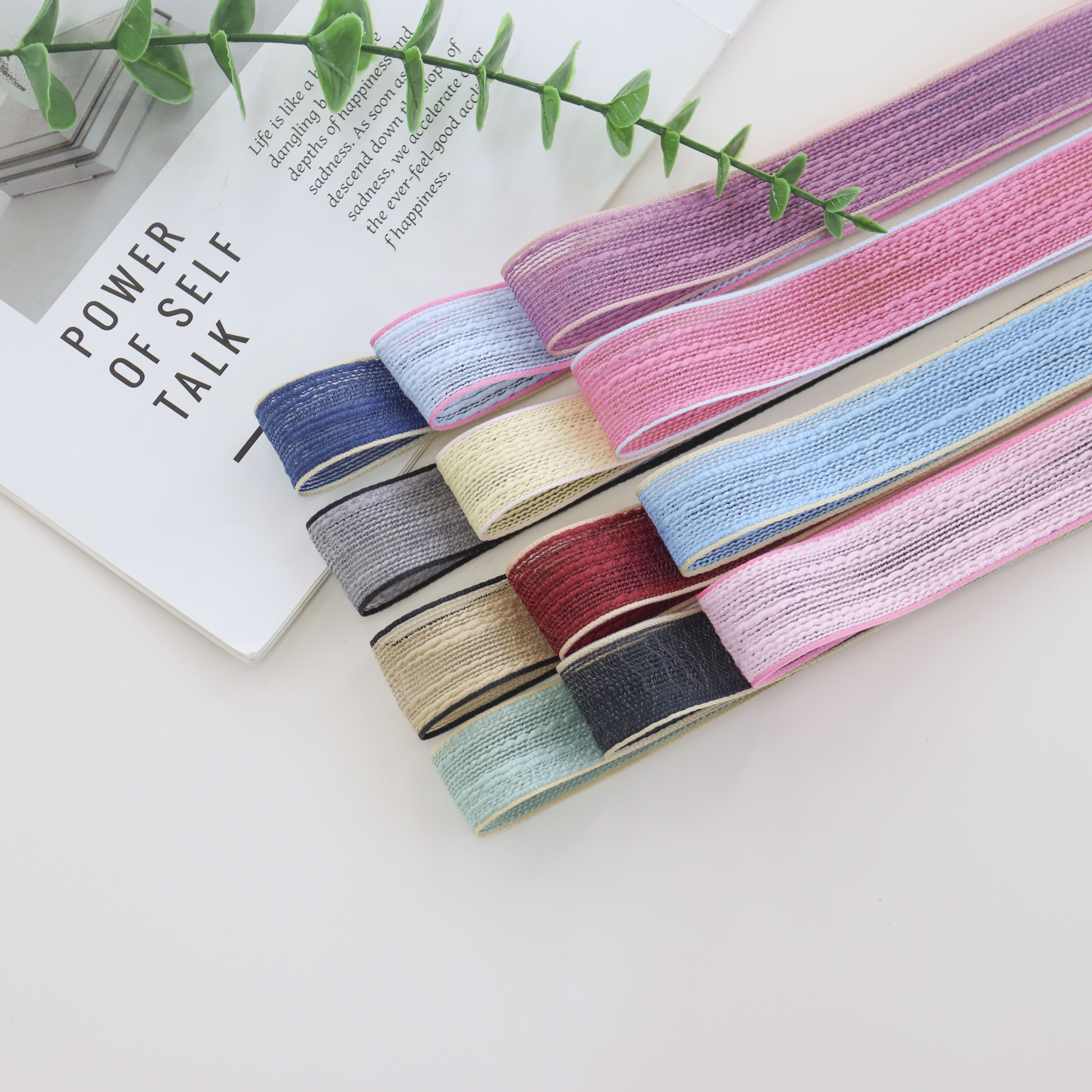 韩版色边麻带彩带蝴蝶结发饰DIY材料花束包装服饰辅料织带