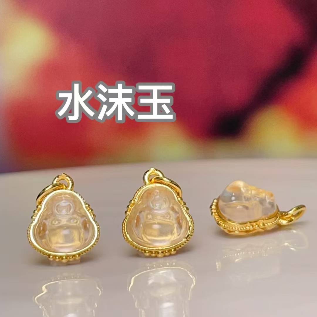 Water foam Jade Buddha Dripper diy jewelry accessories, crystal accessories, ancient method sand gold accessories, copper-plated real gold, high color retention