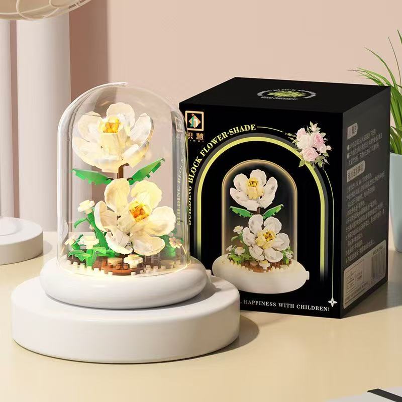 积木花夜灯可DIY礼品情人节母亲节儿童节礼品