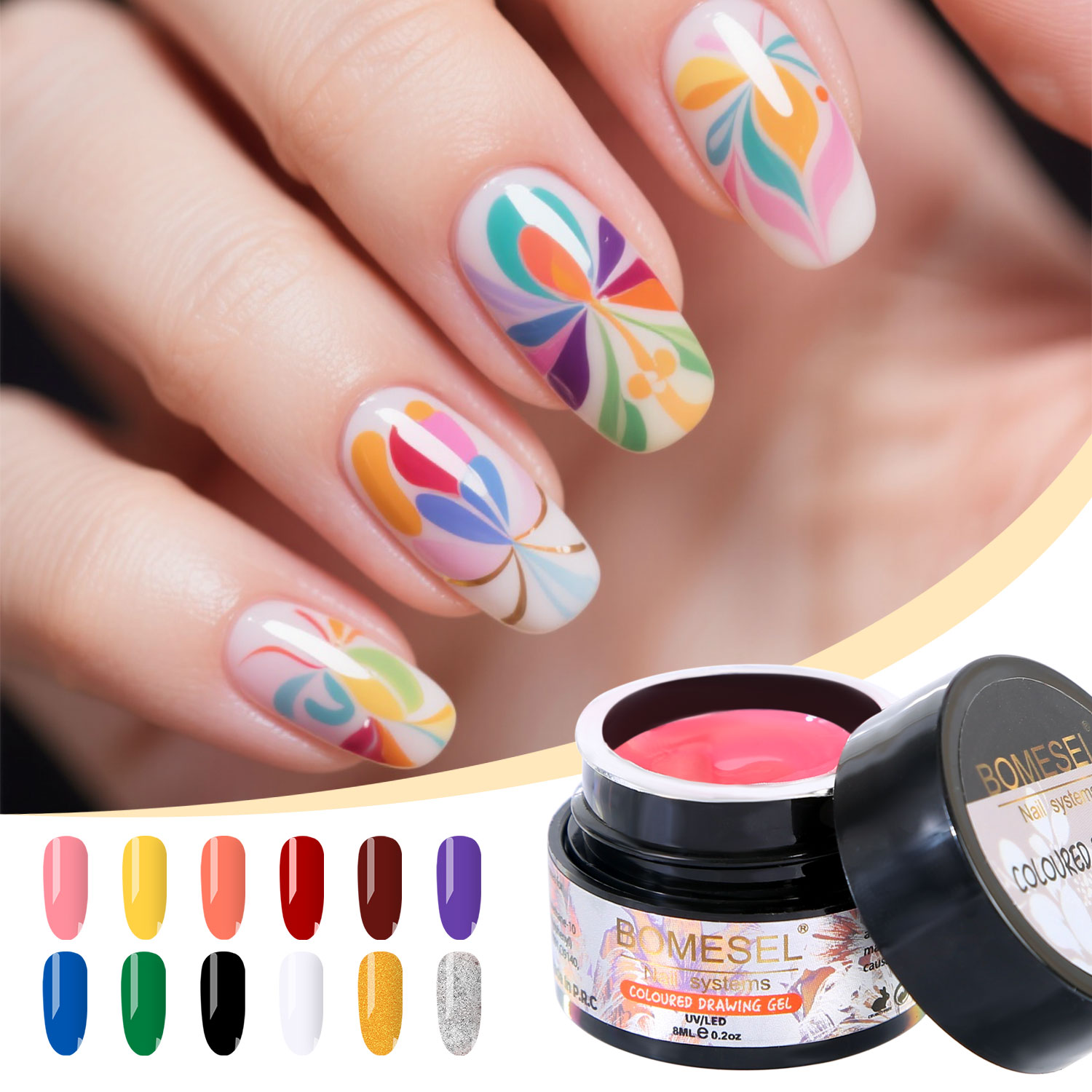 Nail art functional glue, painting glue, small can, nail salon special no-wash carving glue, can shape and carve patterns glue source Specification image