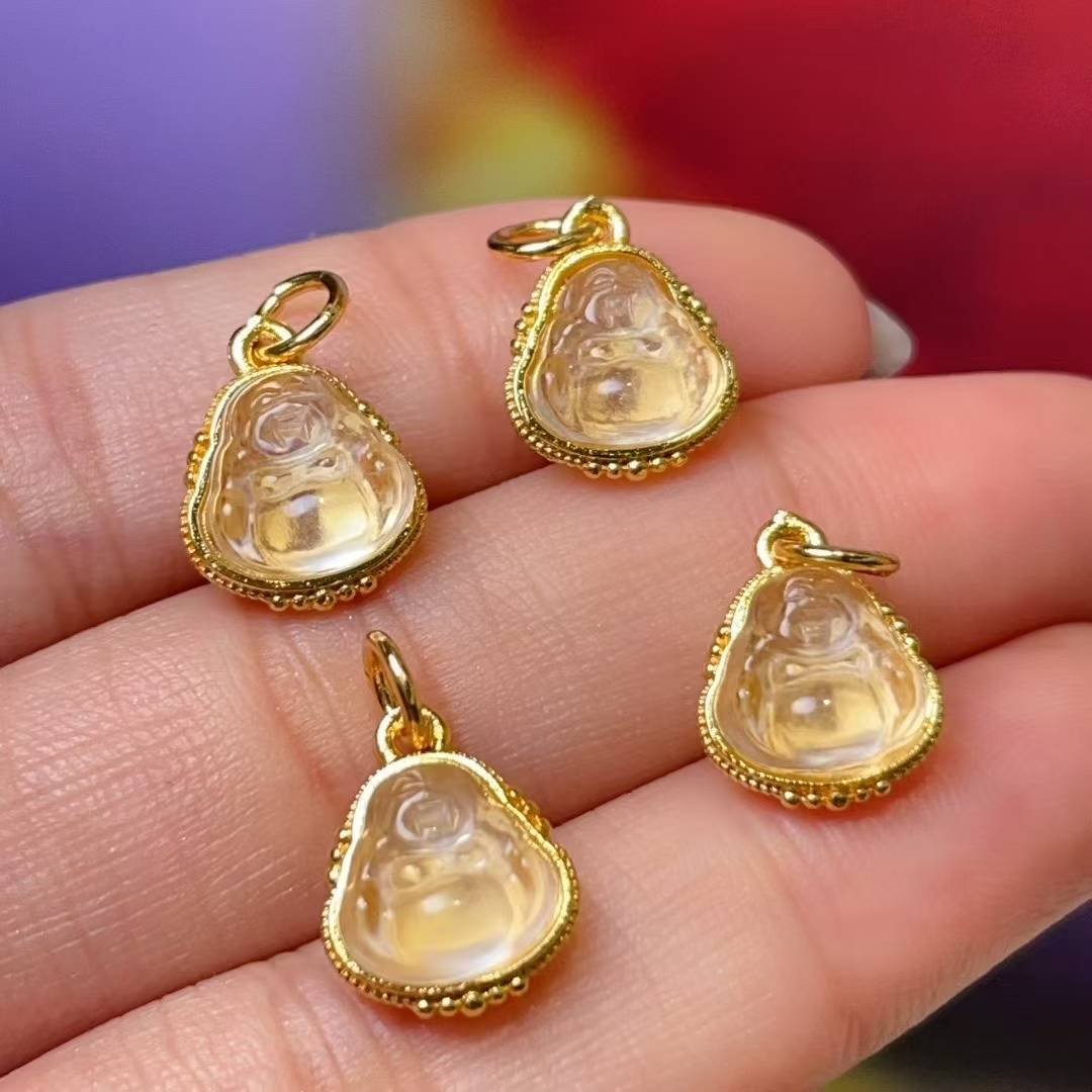 Water foam Jade Buddha Dripper diy jewelry accessories, crystal accessories, ancient method sand gold accessories, copper-plated real gold, high color retention details Picture