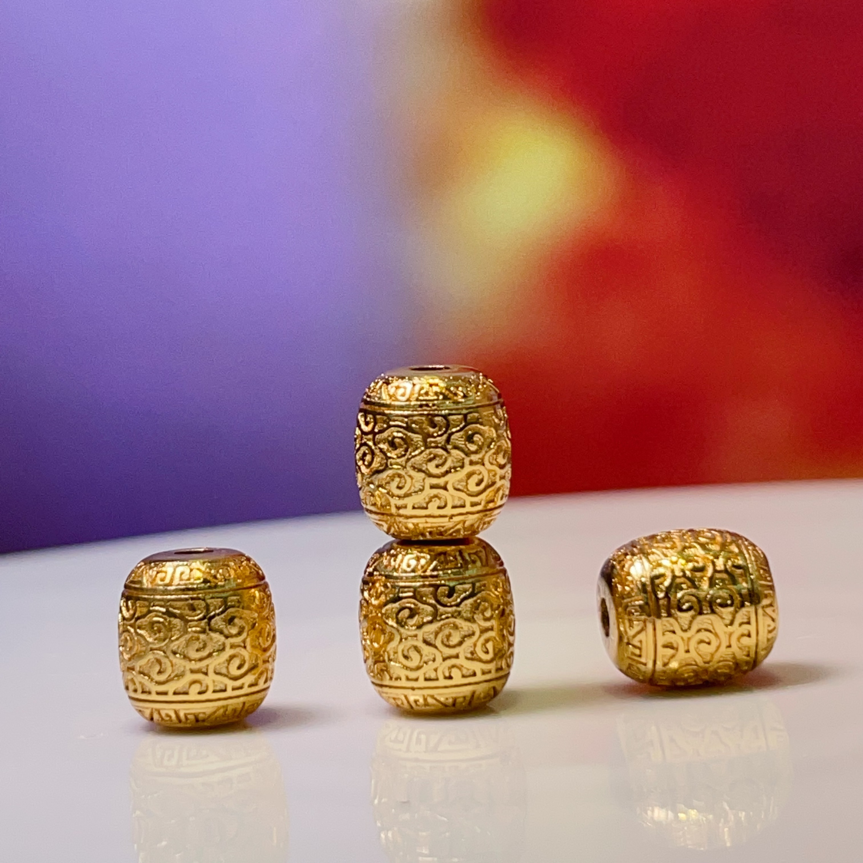 Ancient-style Xiangyun bucket bead straight hole diy jewelry accessories, crystal accessories, ancient-style sand gold accessories, copper-plated real gold, high color retention pic 3