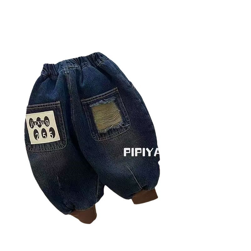 Boys' winter jeans Surprise 255 Tree Rubber fleece Jeans Korean version Autumn and Winter fleece children's Warm Pants Item Picture