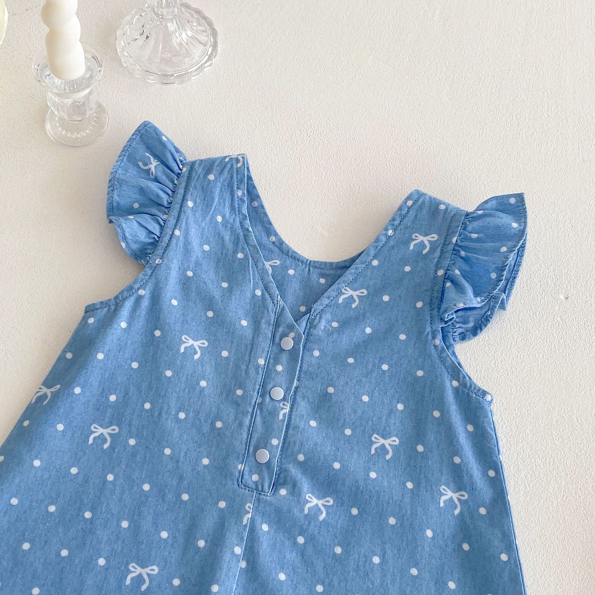 Baby bow crawling suit 2025 New summer baby Korean-style flying sleeve denim bottom wrap, trendy newborn clothing Application Scenario