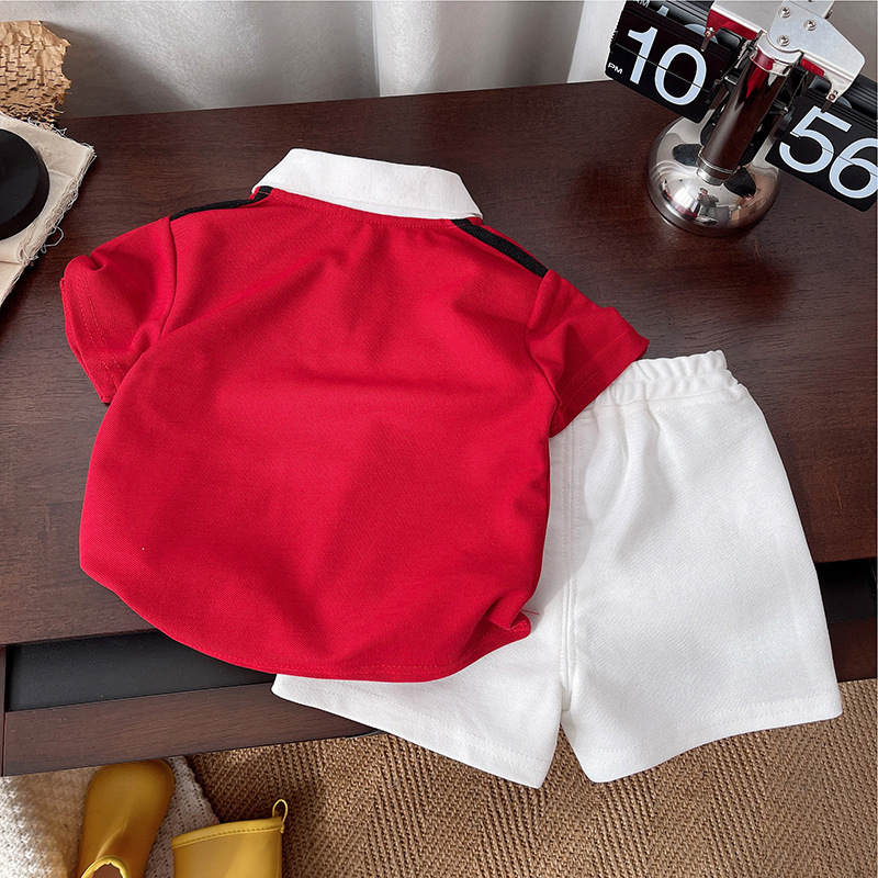 Baby Summer Set 2025 Summer Sports New style Children's stylish short-sleeved Boys' two-piece football clothes Specification drawing