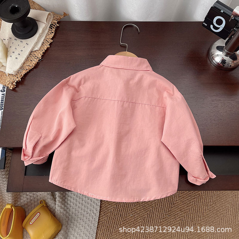 Boys' pure cotton shirt for spring and autumn 2025 new style, cartoon and fashionable thin shirt for children and babies, long-sleeved top, trendy Application Scenario