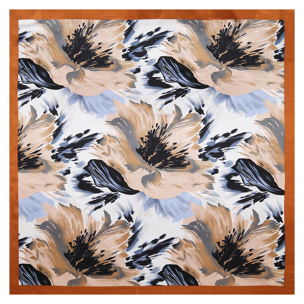 Shopee's best-selling color-printed silk scarf for summer, 90cm large square scarf, is a gift for the opening event, FJ021 details Picture